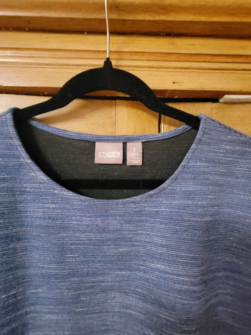 Chico's Heathered Blue Scoop Neck Knit Top
